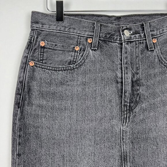 Levi's Skirt Women's Size 30 Black Wash Rigid Denim Side Slit Jean Midi Classic - Picture 3 of 15
